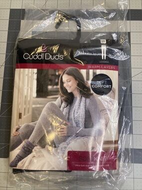 Cuddl Duds Womens Size M Soft Knit Leggings Warm Layers Heather Coal